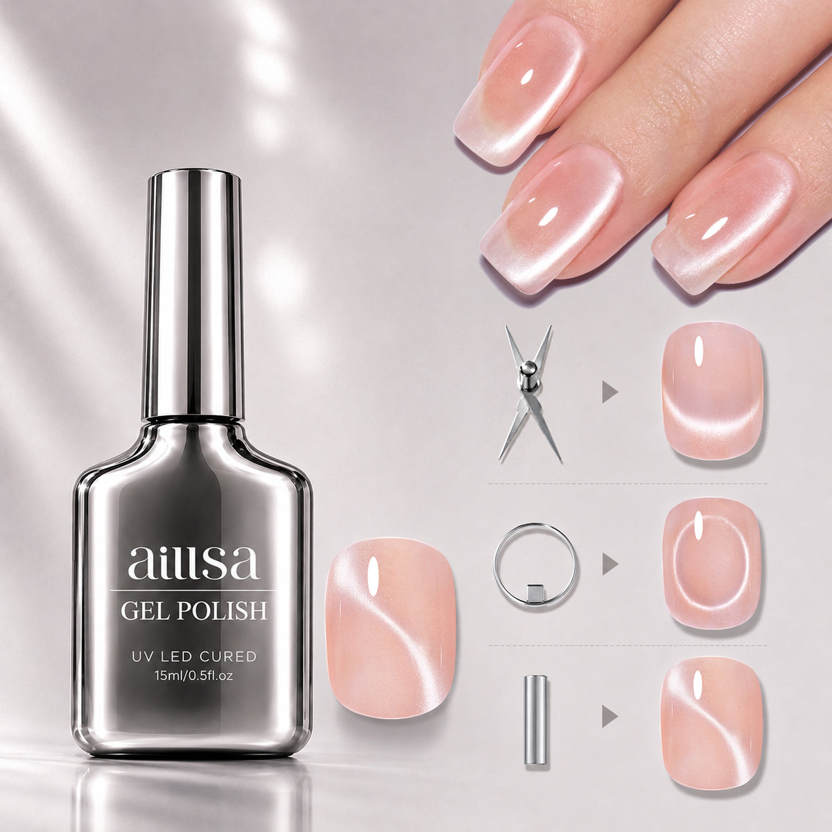 AILLSA Soft Velvet Cat Eye Gel Polish Set with 3 Magnetic Tools 