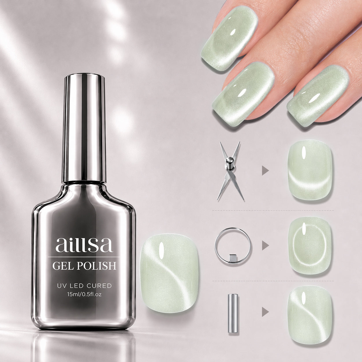 AILLSA Soft Velvet Cat Eye Gel Polish Set with 3 Magnetic Tools 