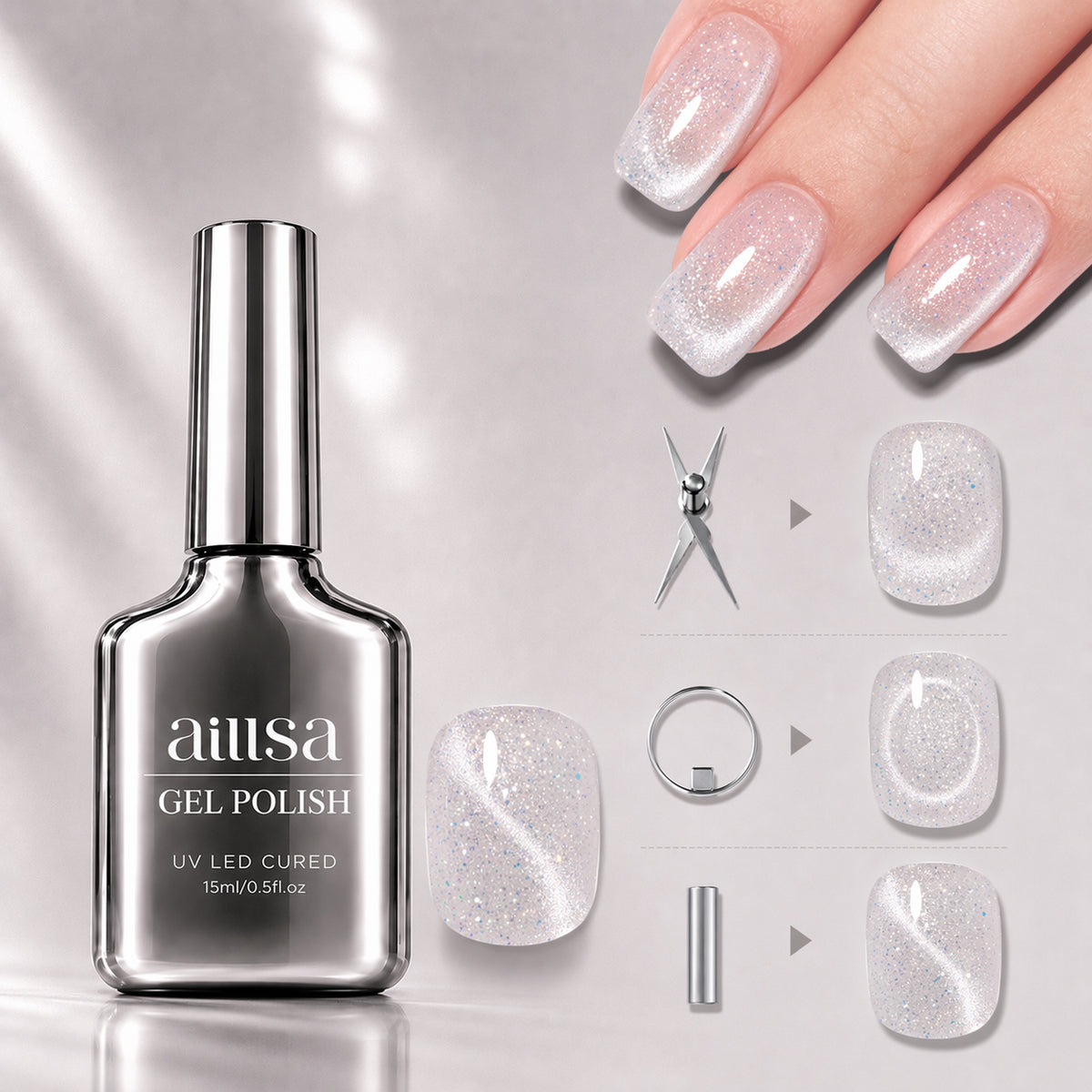 AILLSA Soft Velvet Cat Eye Gel Polish Set with 3 Magnetic Tools 