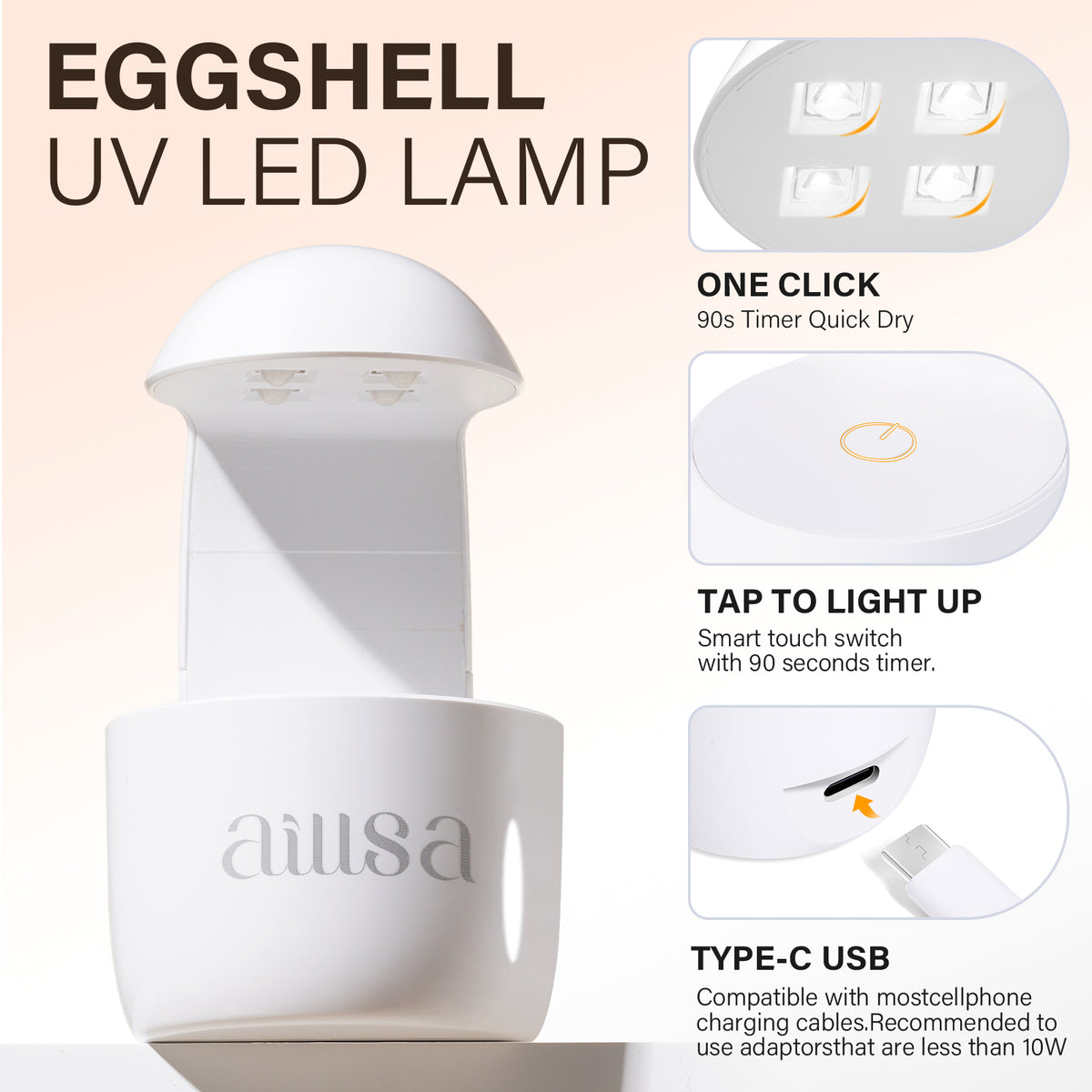 AILLSA Mini Eggshell Touch Sensor UV Nail Lamp