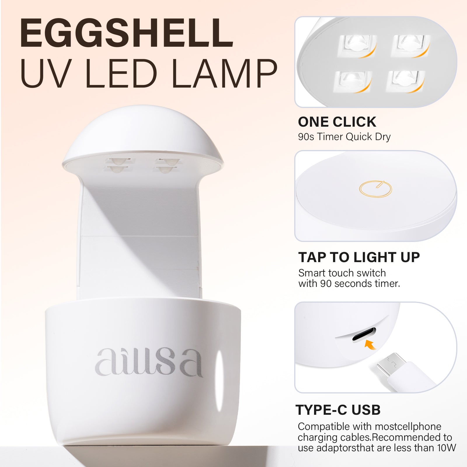 AILLSA Mini Eggshell Touch Sensor UV Nail Lamp