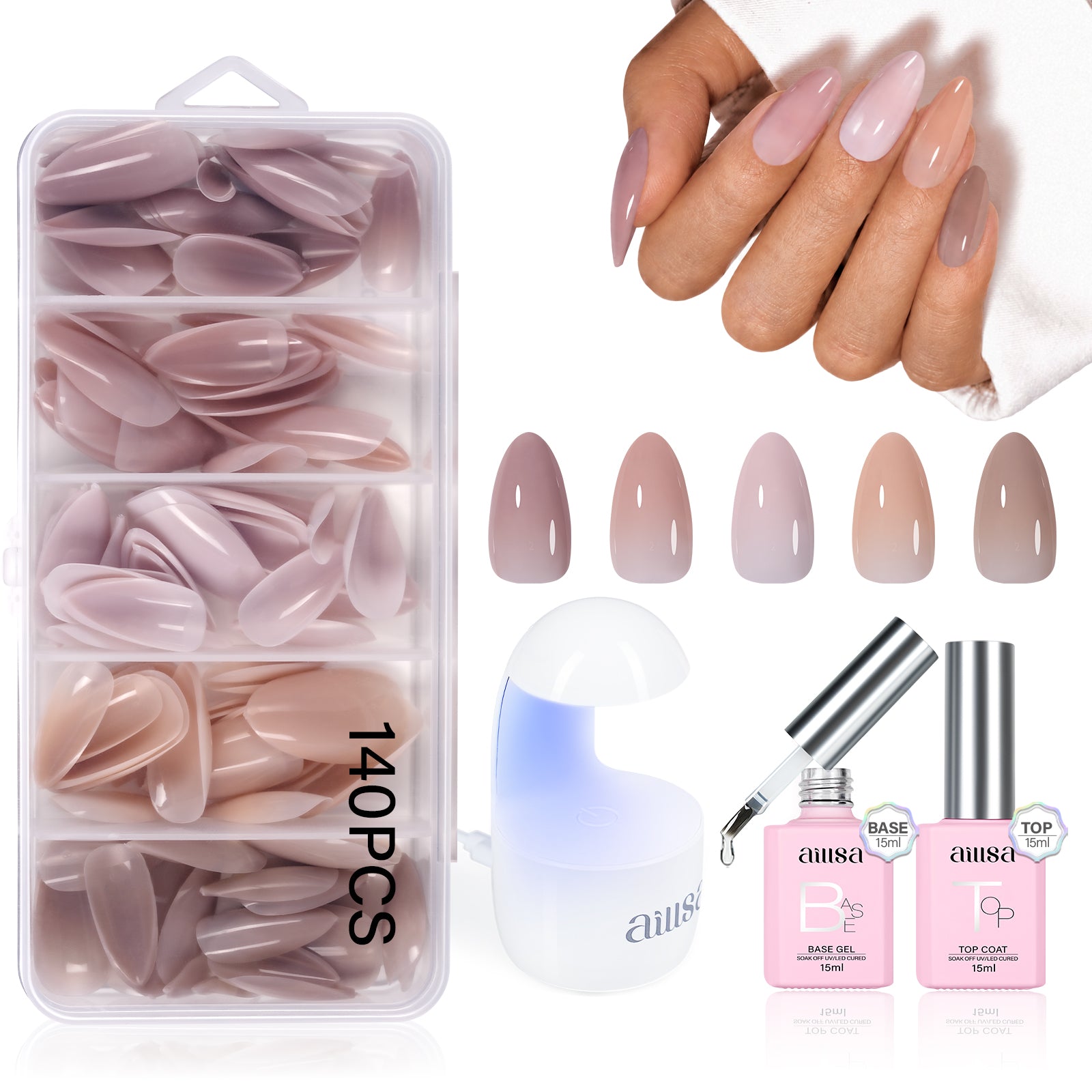 5 Natural Colors Press-on Nail set 