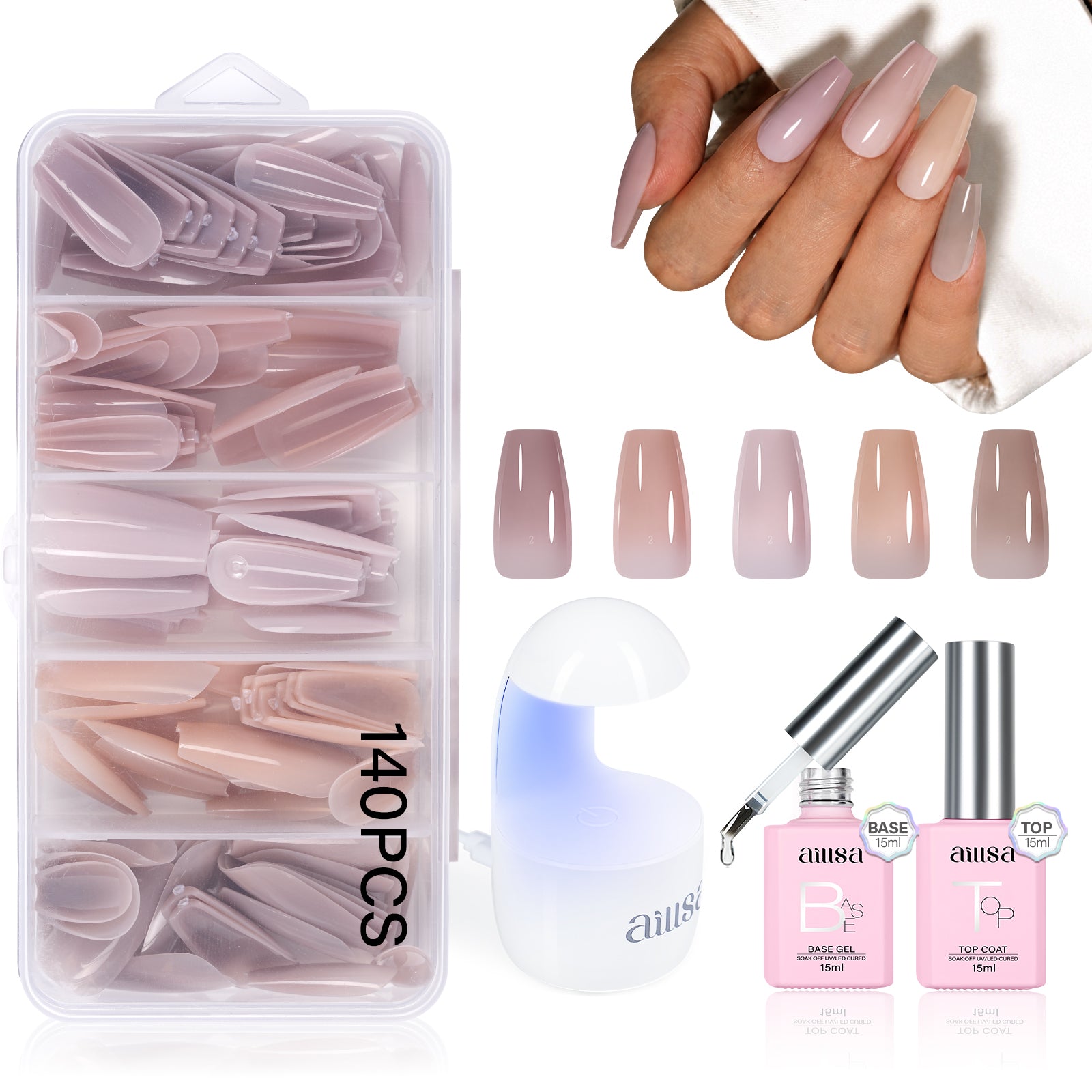 5 Natural Colors Press-on Nail set 