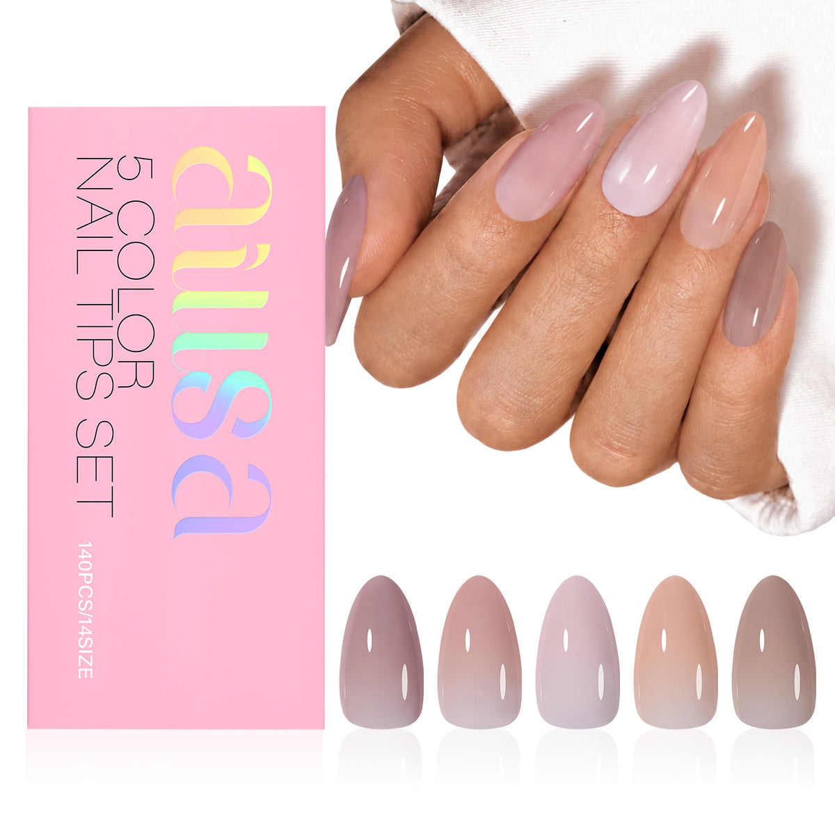 RealFit Nude Tone Mixed Color Press-On Nails 