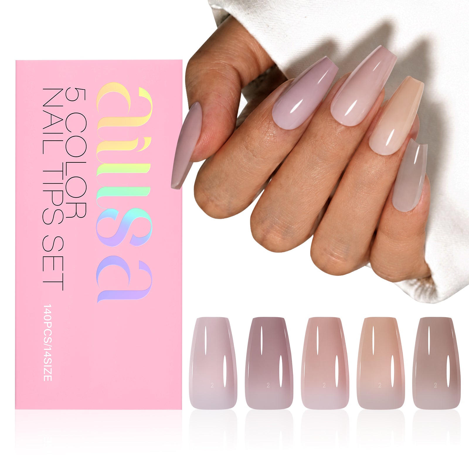 RealFit Nude Tone Mixed Color Press-On Nails 