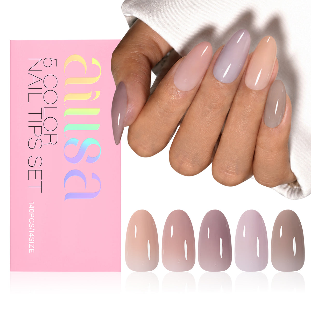 RealFit Nude Tone Mixed Color Press-On Nails 
