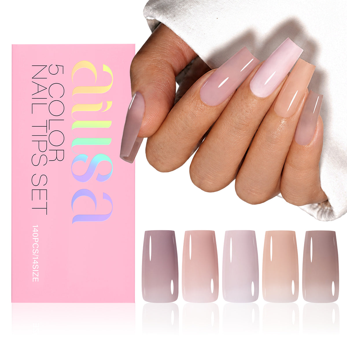 RealFit Nude Tone Mixed Color Press-On Nails 