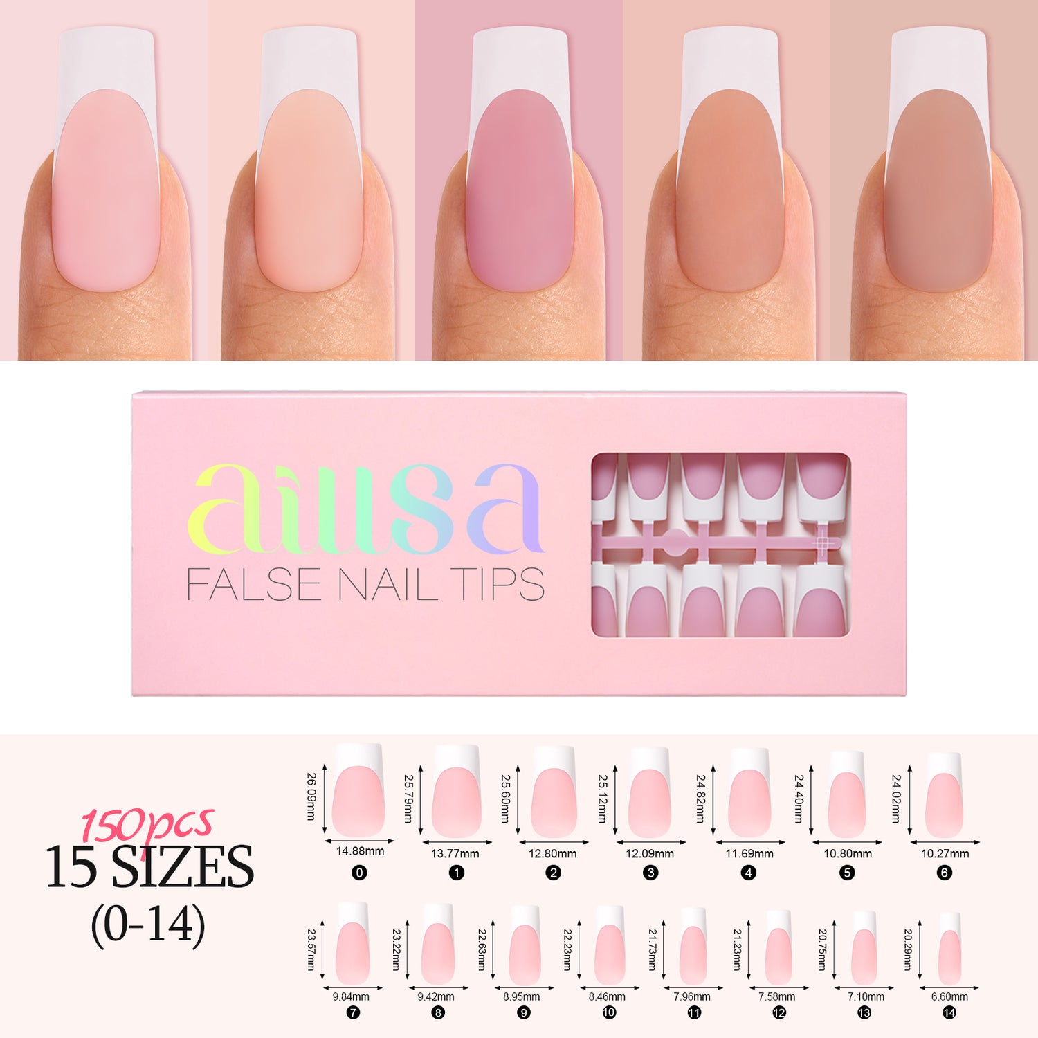 French Gel Nail Tips 5 Colors 