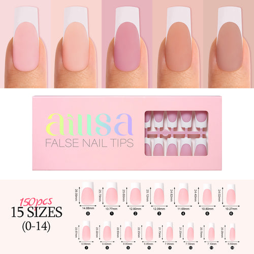 French Gel Nail Tips 5 Colors #Medium-Square