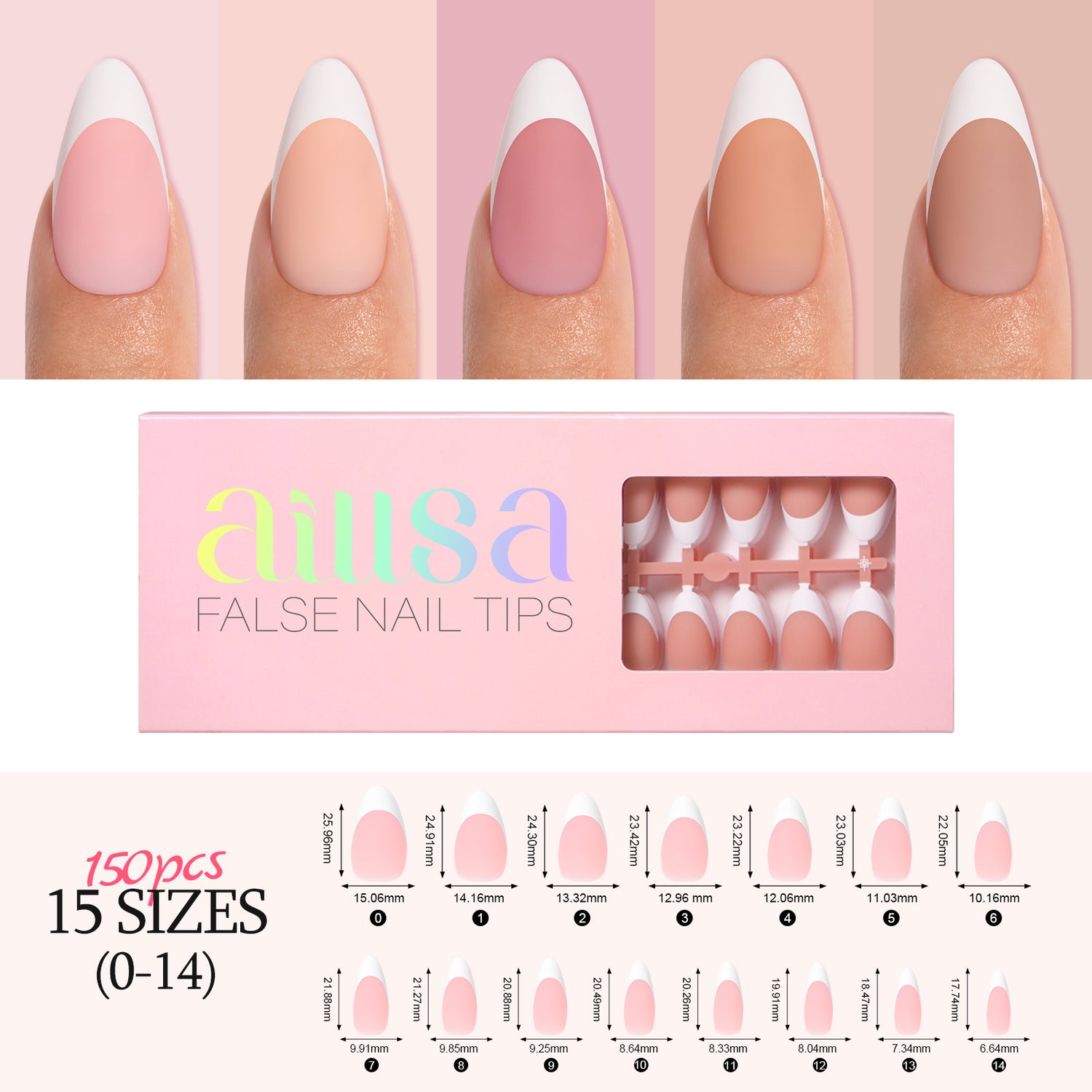 French Gel Nail Tips 5 Colors 