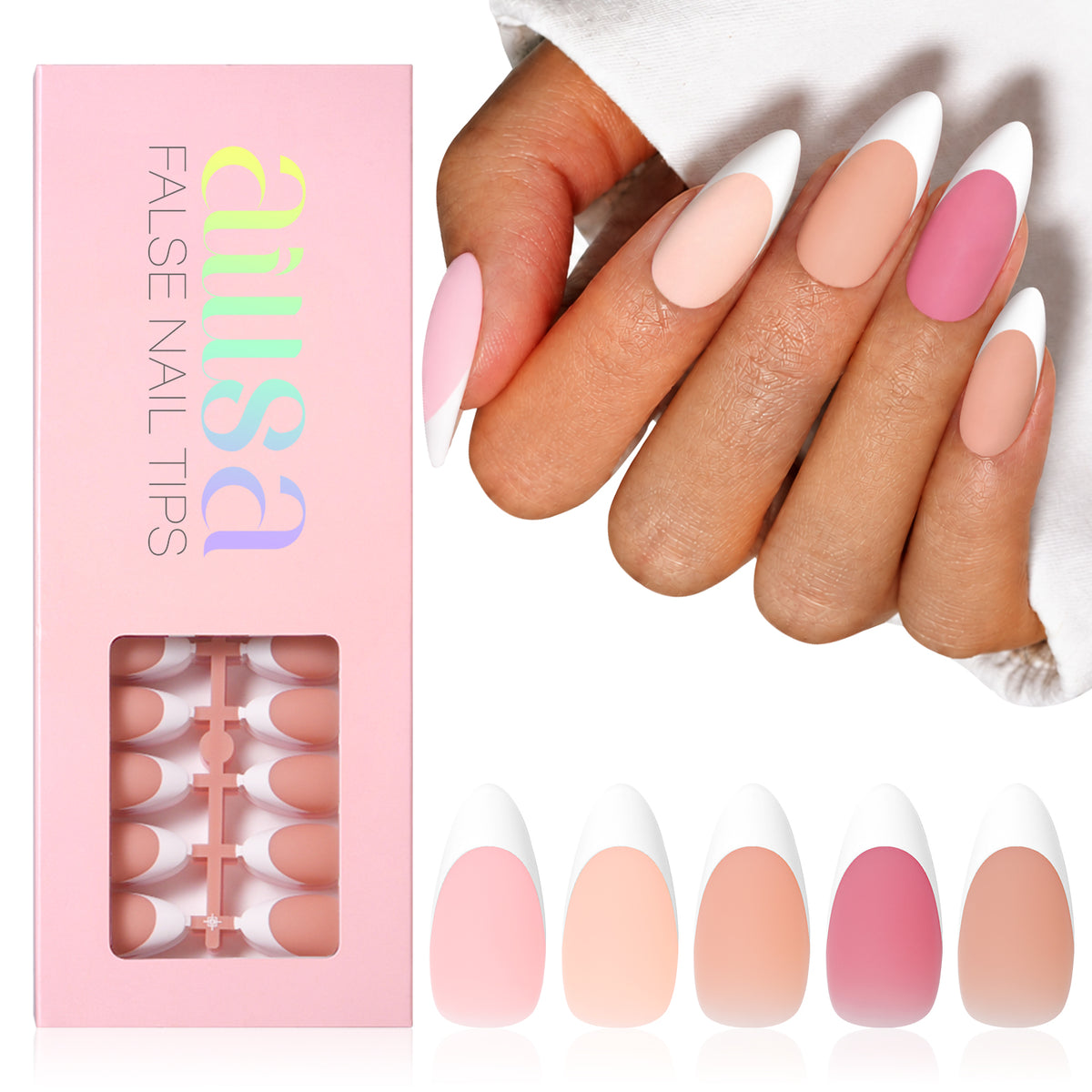 French Gel Nail Tips 5 Colors 