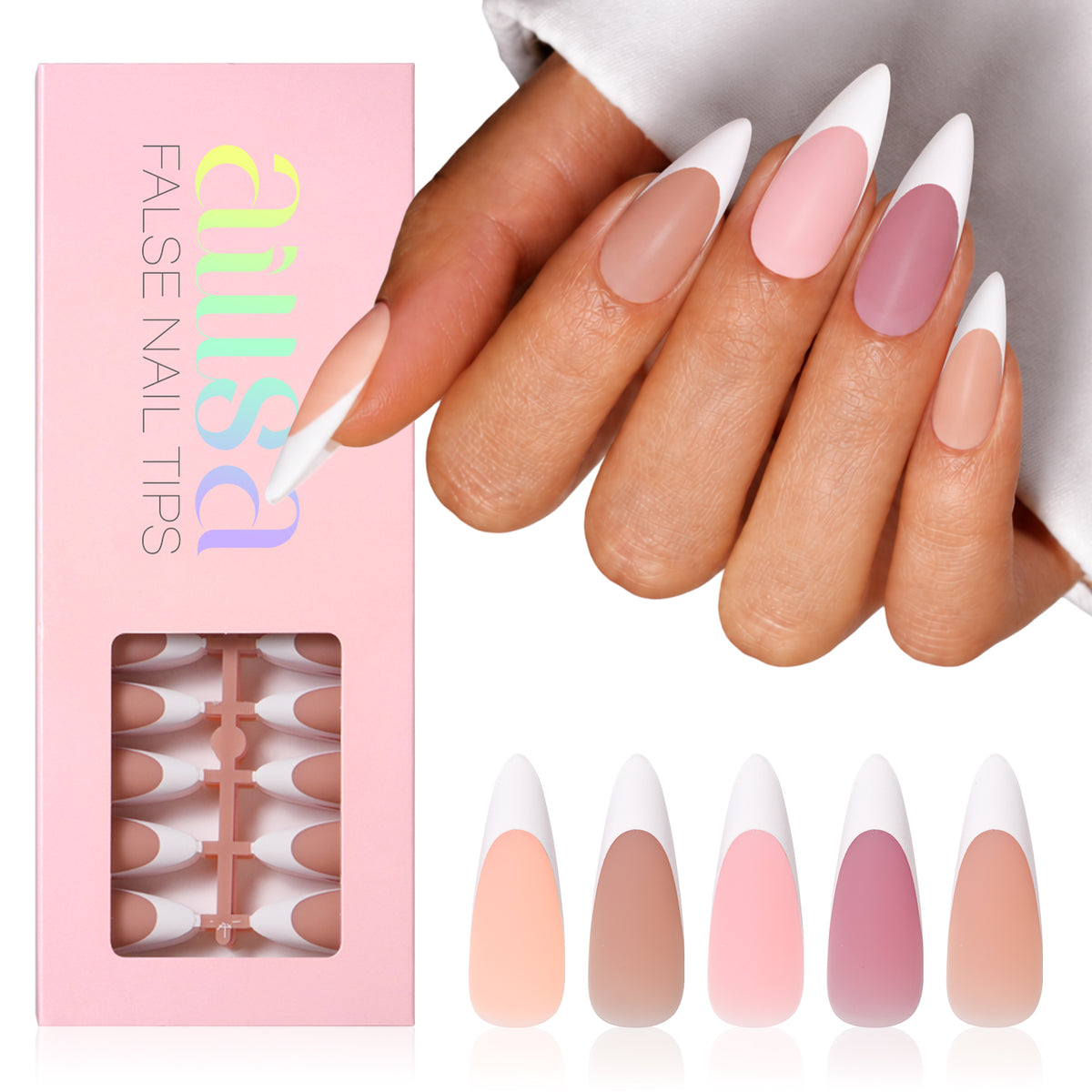 French Gel Nail Tips 5 Colors 
