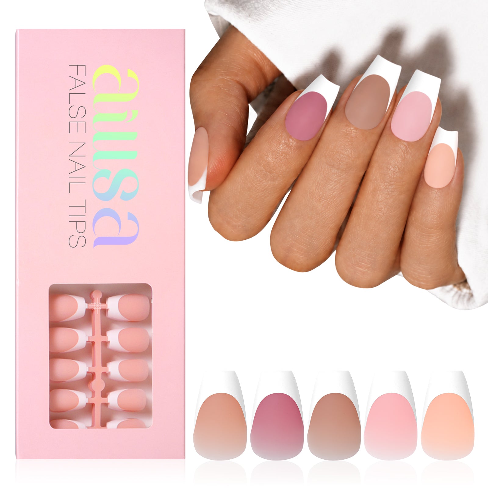 French Gel Nail Tips 5 Colors 