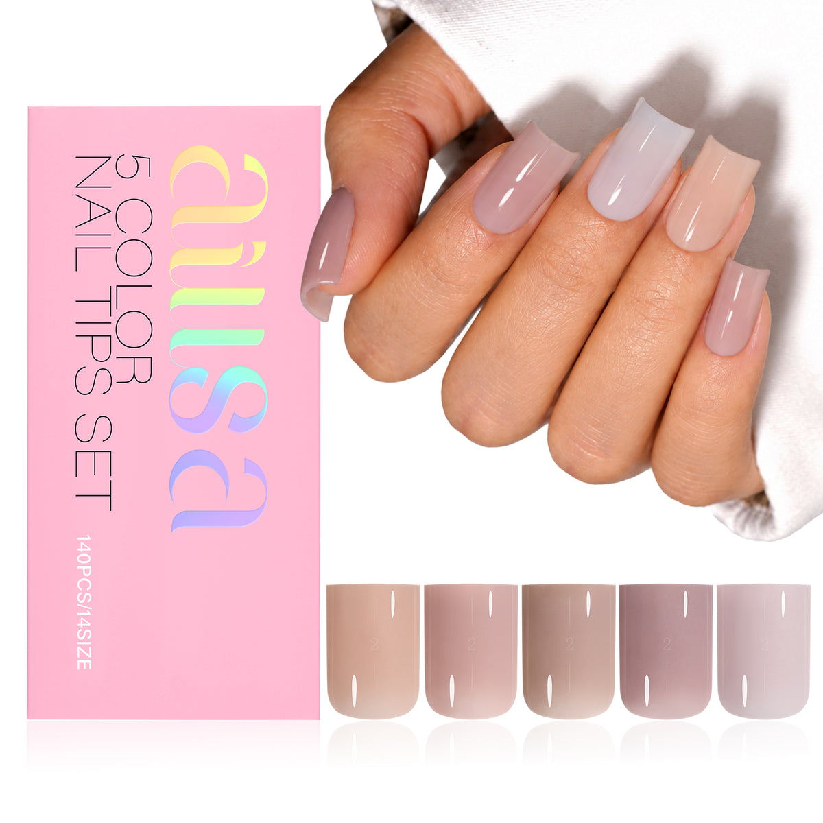 RealFit Nude Tone Mixed Color Press-On Nails 
