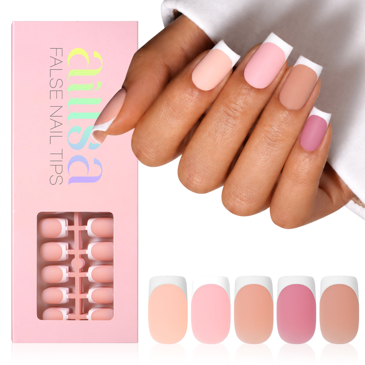 French Gel Nail Tips 5 Colors 