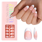 Short Oval French Tip Press on Nails 