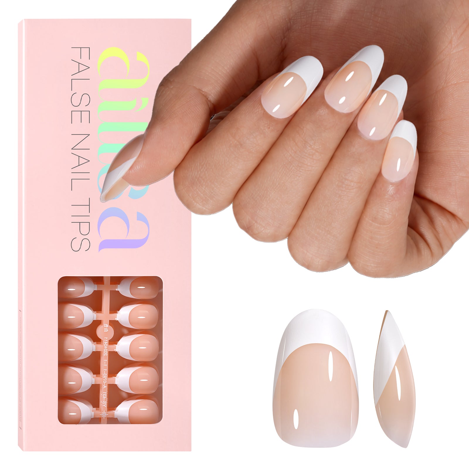 Short Oval French Tip Press on Nails 