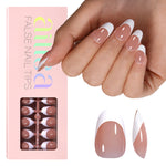 Short Oval French Tip Press on Nails 