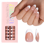 Short Oval French Tip Press on Nails 