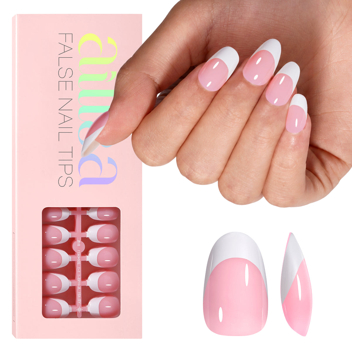 Short Oval French Tip Press on Nails 