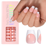 Extra Short Coffin French Tip Press on Nails 