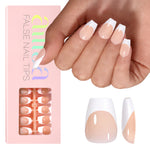 Extra Short Coffin French Tip Press on Nails 