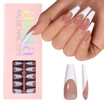Long Coffin French Tip Press on Nails 