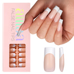 Medium Square French Tip Press on Nails 