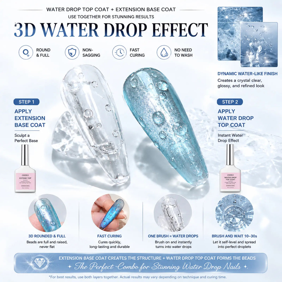 AILLSA 3D Water Drop Gel Top Coat Set