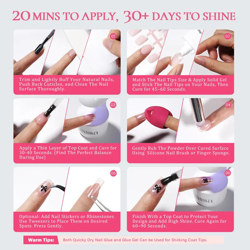 French Gel Nail Tips 5 Colors 